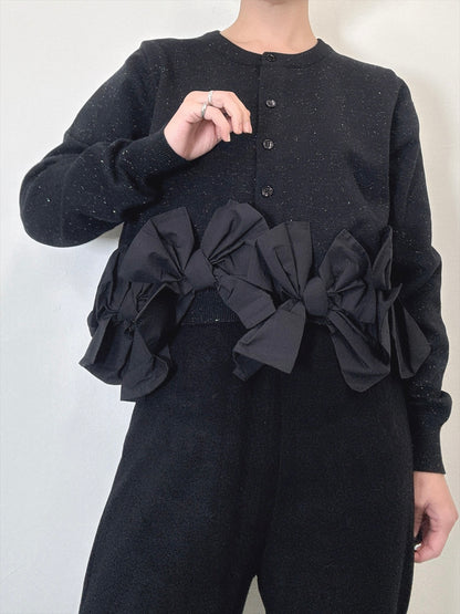 hem ribbon lame cardigan