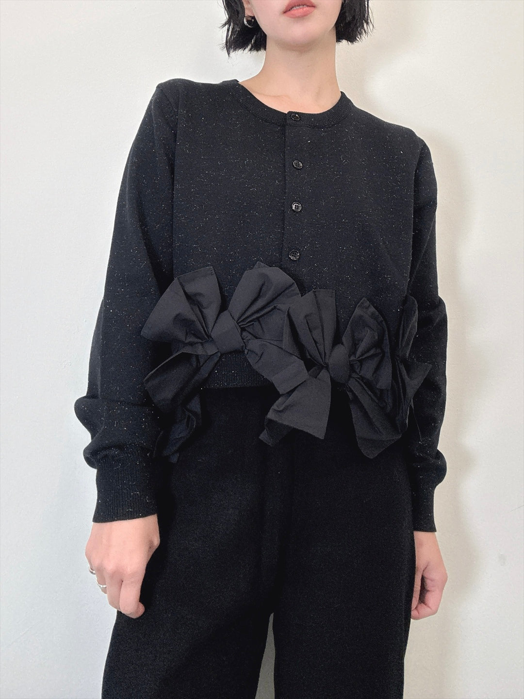 hem ribbon lame cardigan