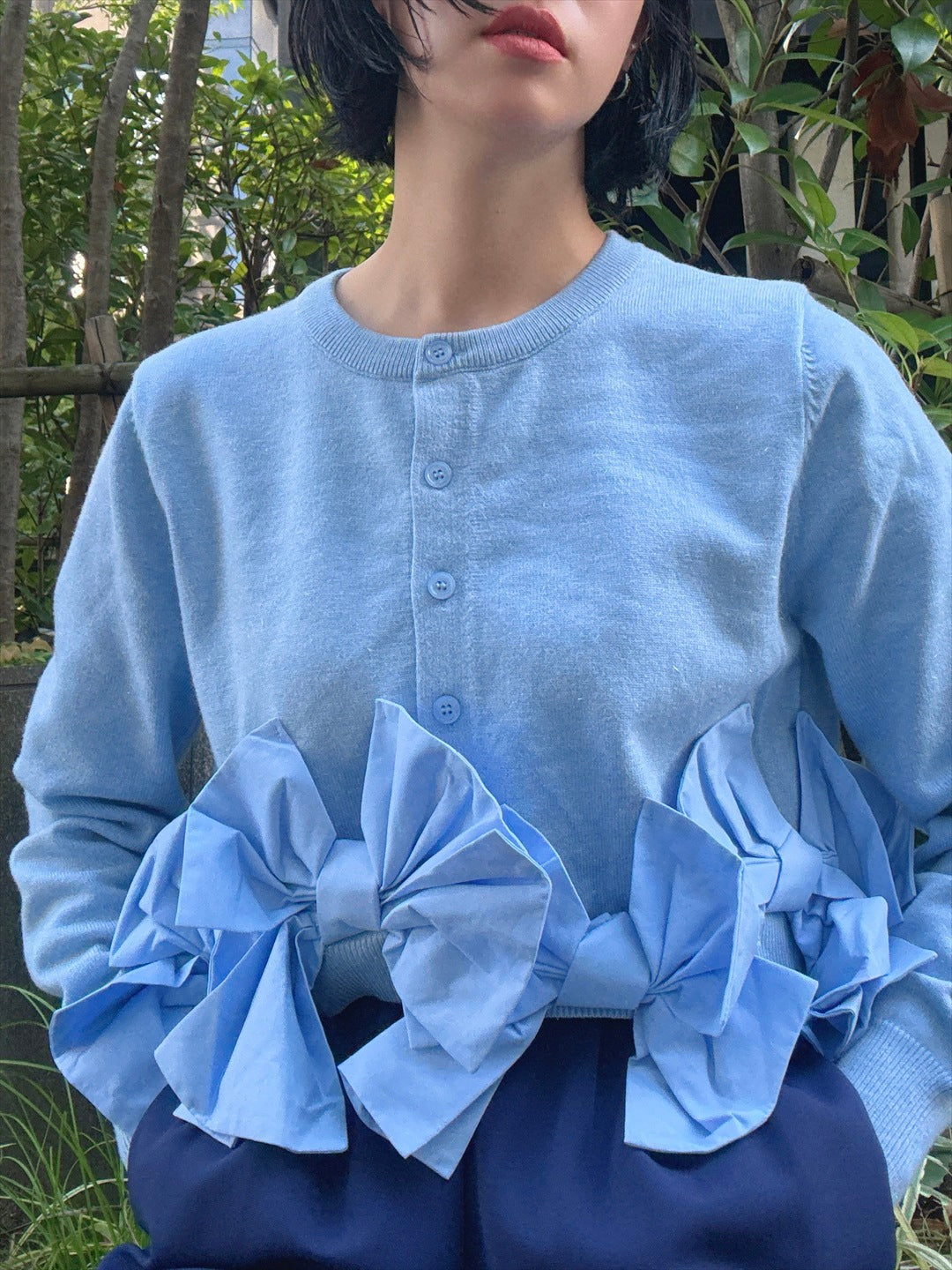 hem ribbon lame cardigan