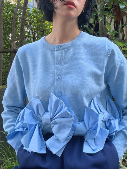 hem ribbon lame cardigan