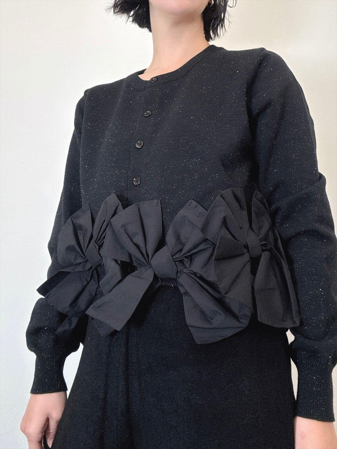 hem ribbon lame cardigan