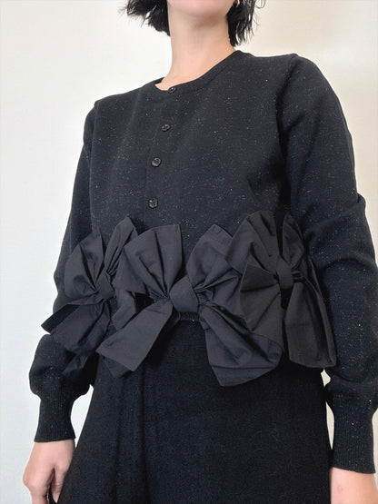 hem ribbon lame cardigan