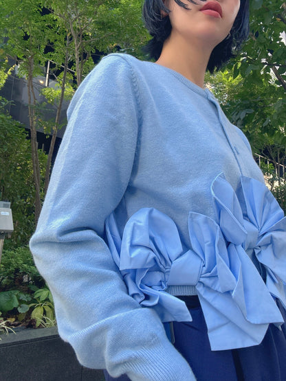 hem ribbon lame cardigan