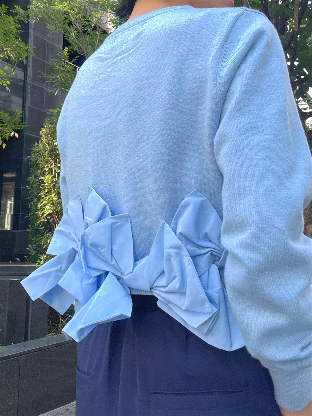 hem ribbon lame cardigan