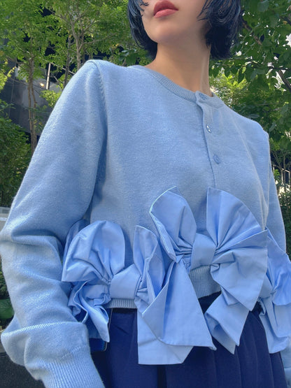 hem ribbon lame cardigan