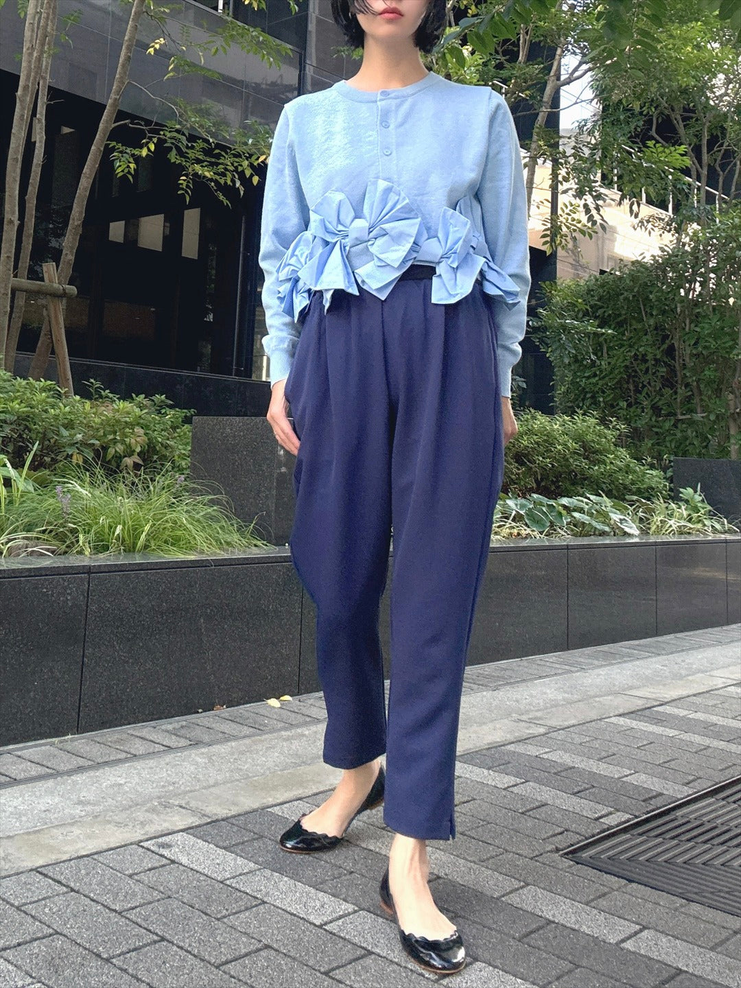 hem ribbon lame cardigan