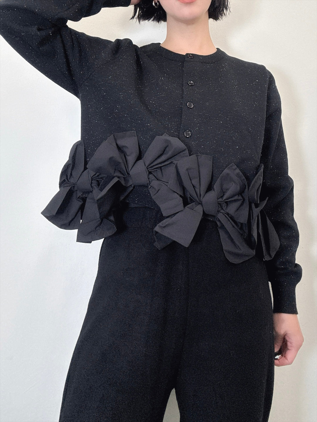 hem ribbon lame cardigan