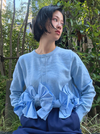 hem ribbon lame cardigan