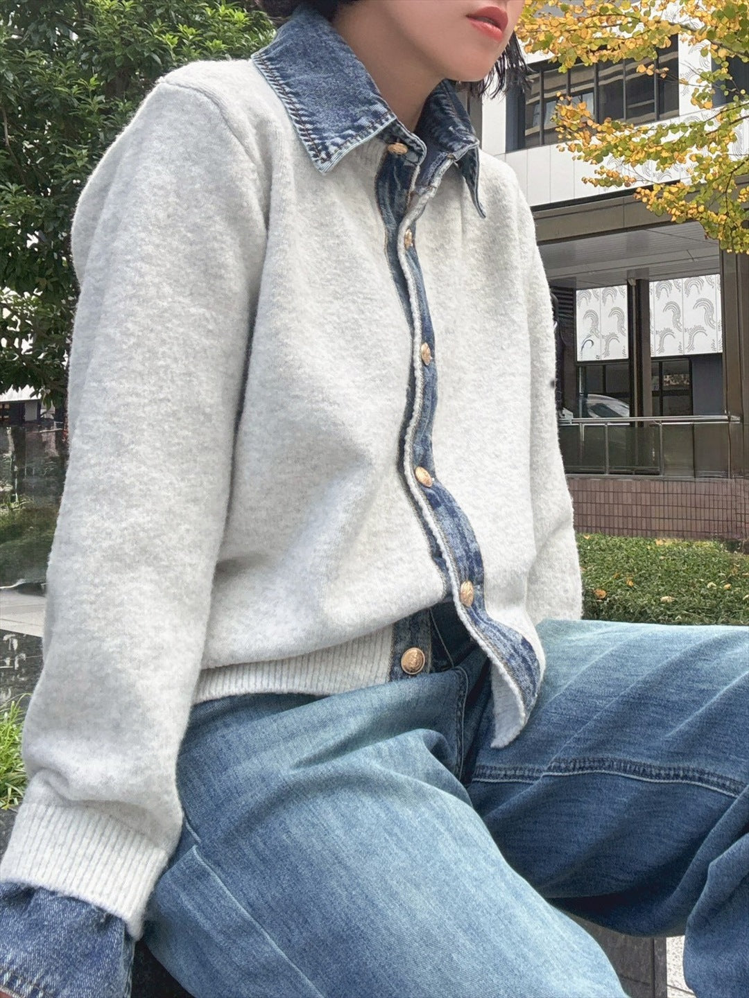 with denim fabric knit