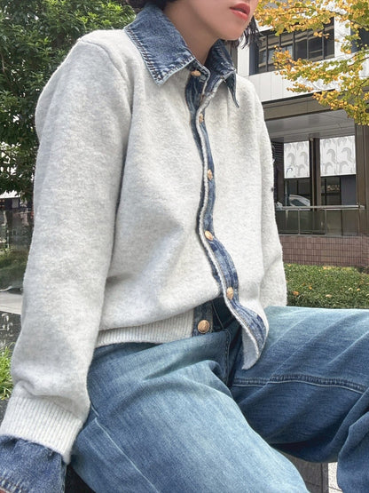 with denim fabric knit