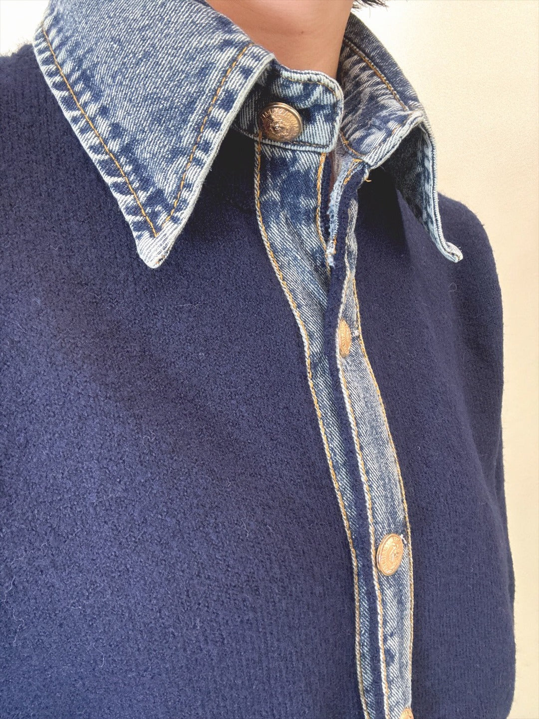 with denim fabric knit