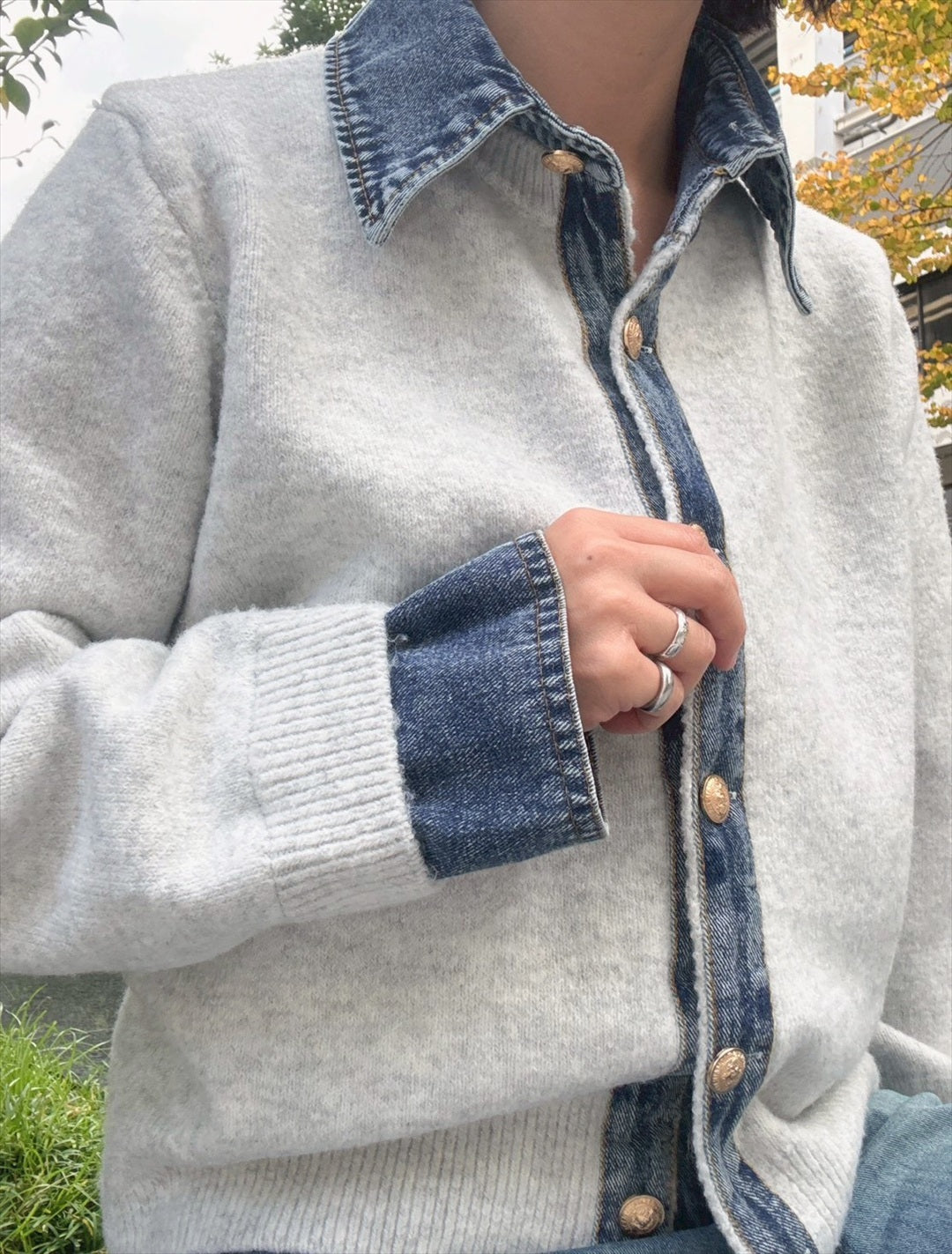 with denim fabric knit