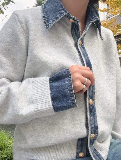 with denim fabric knit