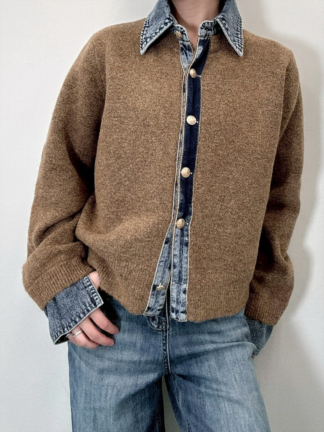 with denim fabric knit
