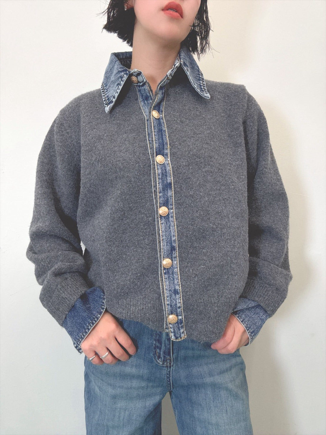 with denim fabric knit