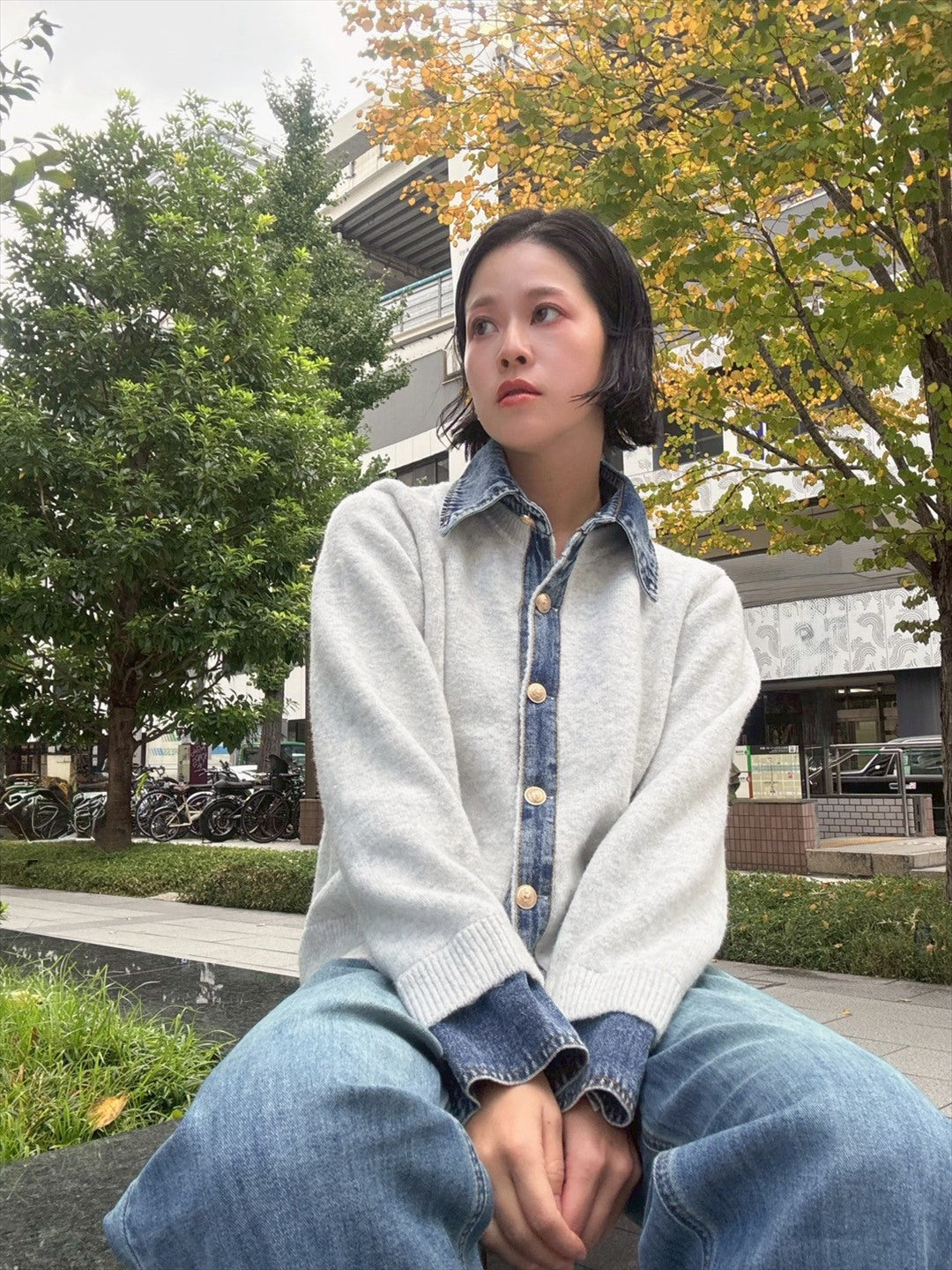 with denim fabric knit