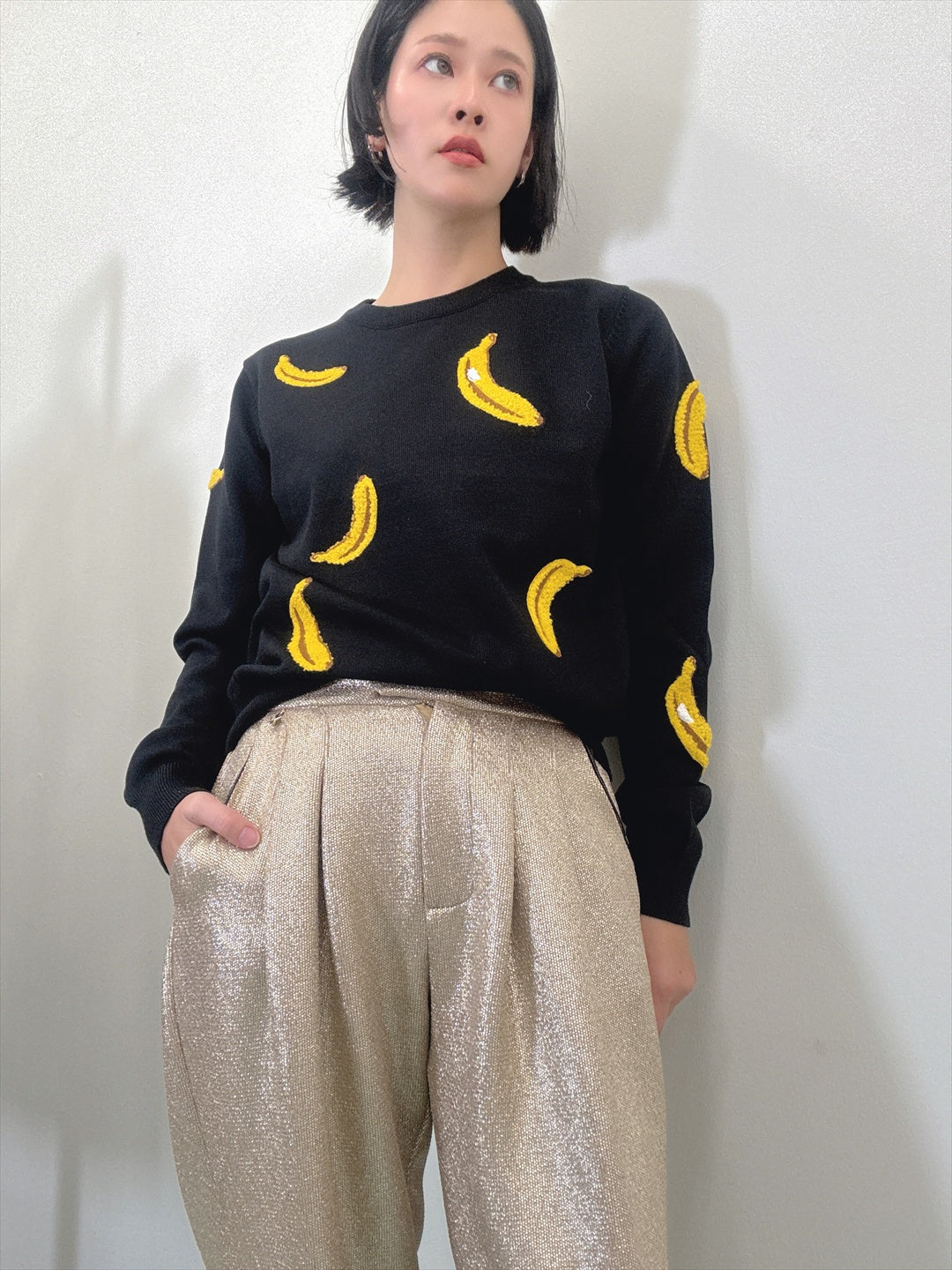 banana embroidery knit