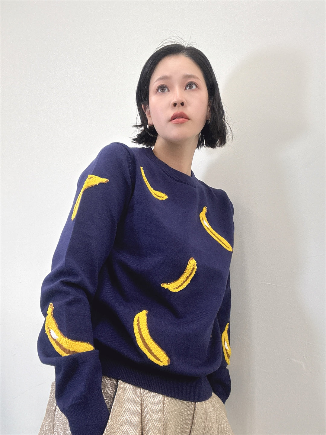 banana embroidery knit