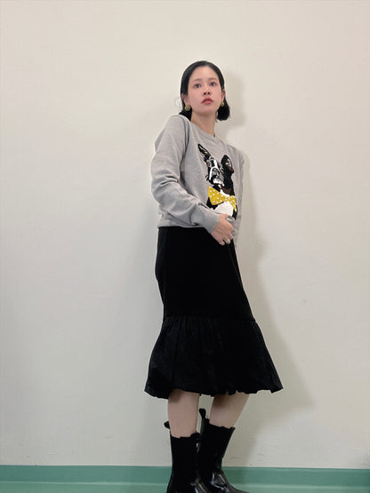 french bulldog bow tie embroidered knit