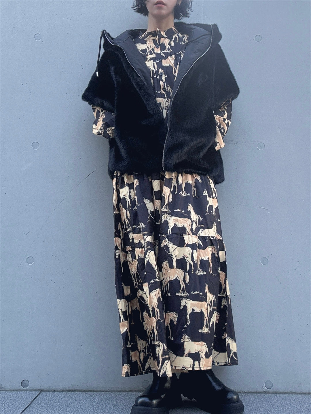 horse pattern tered one piece