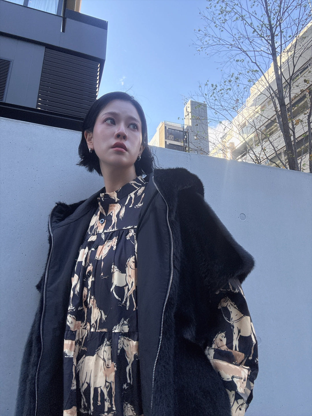 horse pattern tered one piece