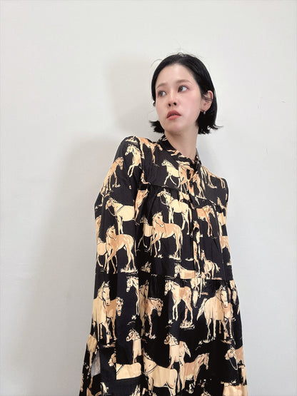 horse pattern tered one piece