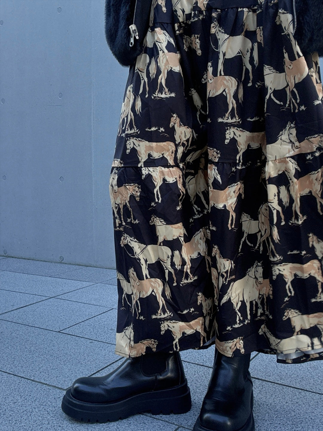 horse pattern tered one piece