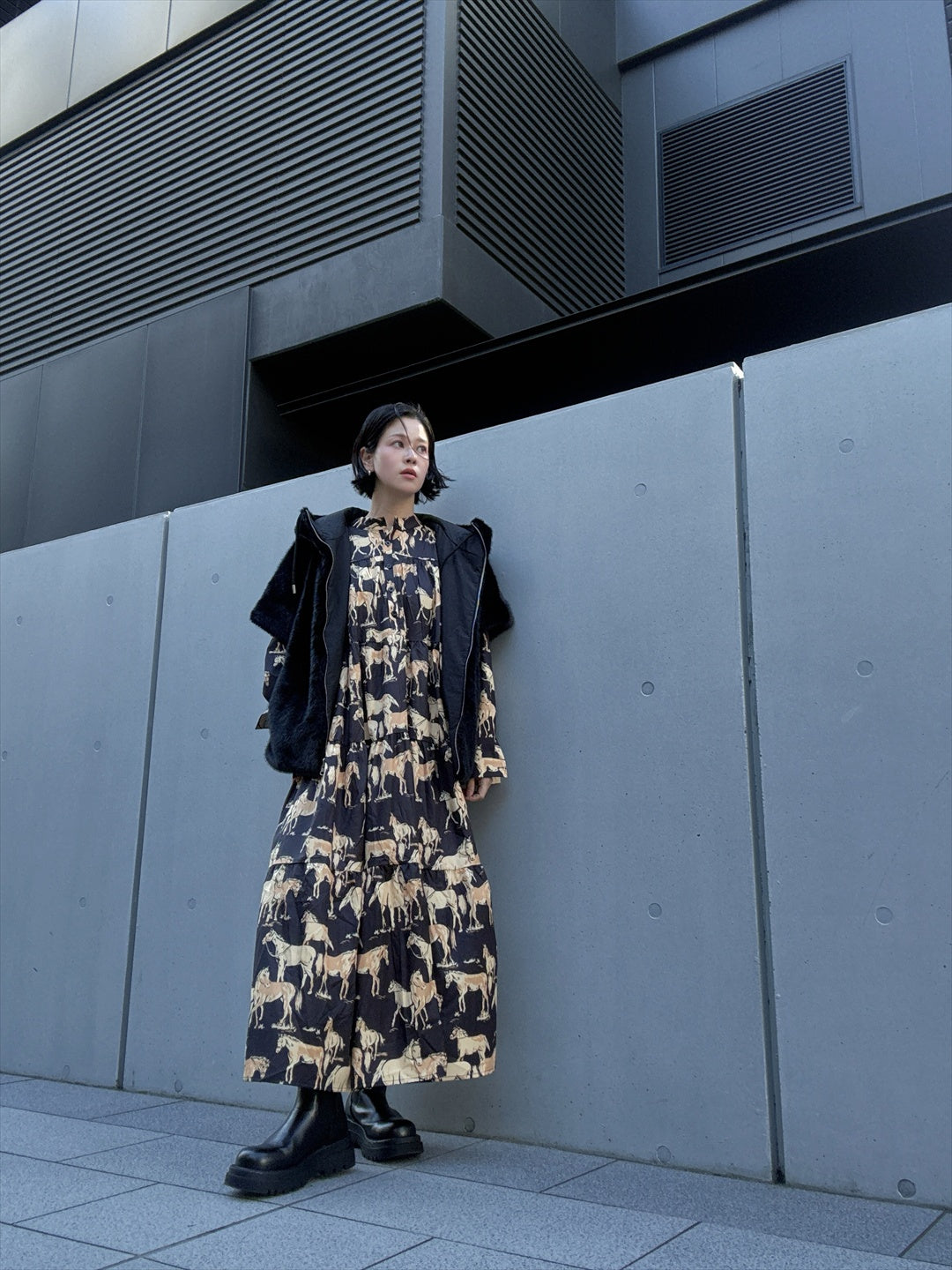 horse pattern tered one piece