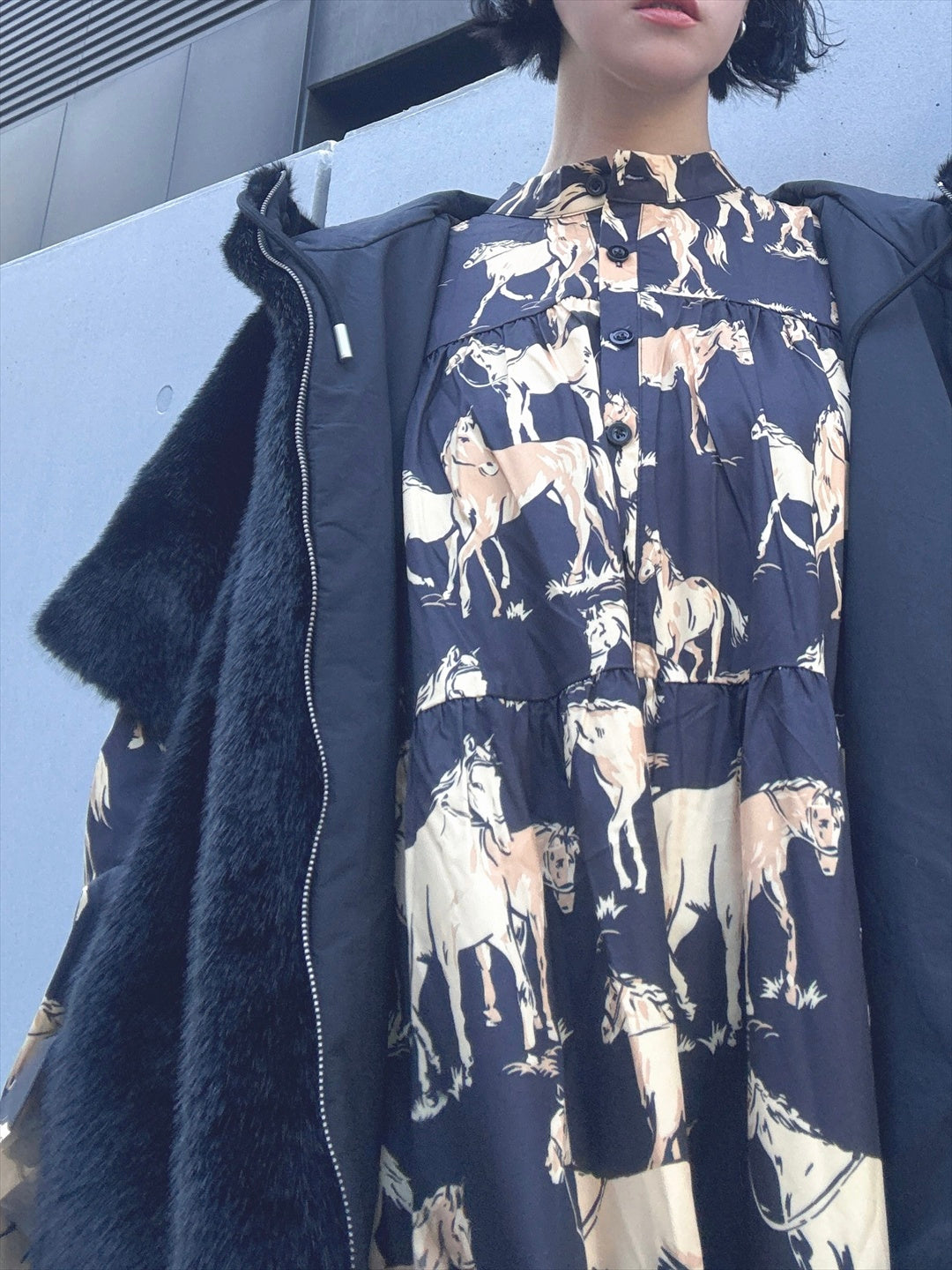 horse pattern tered one piece