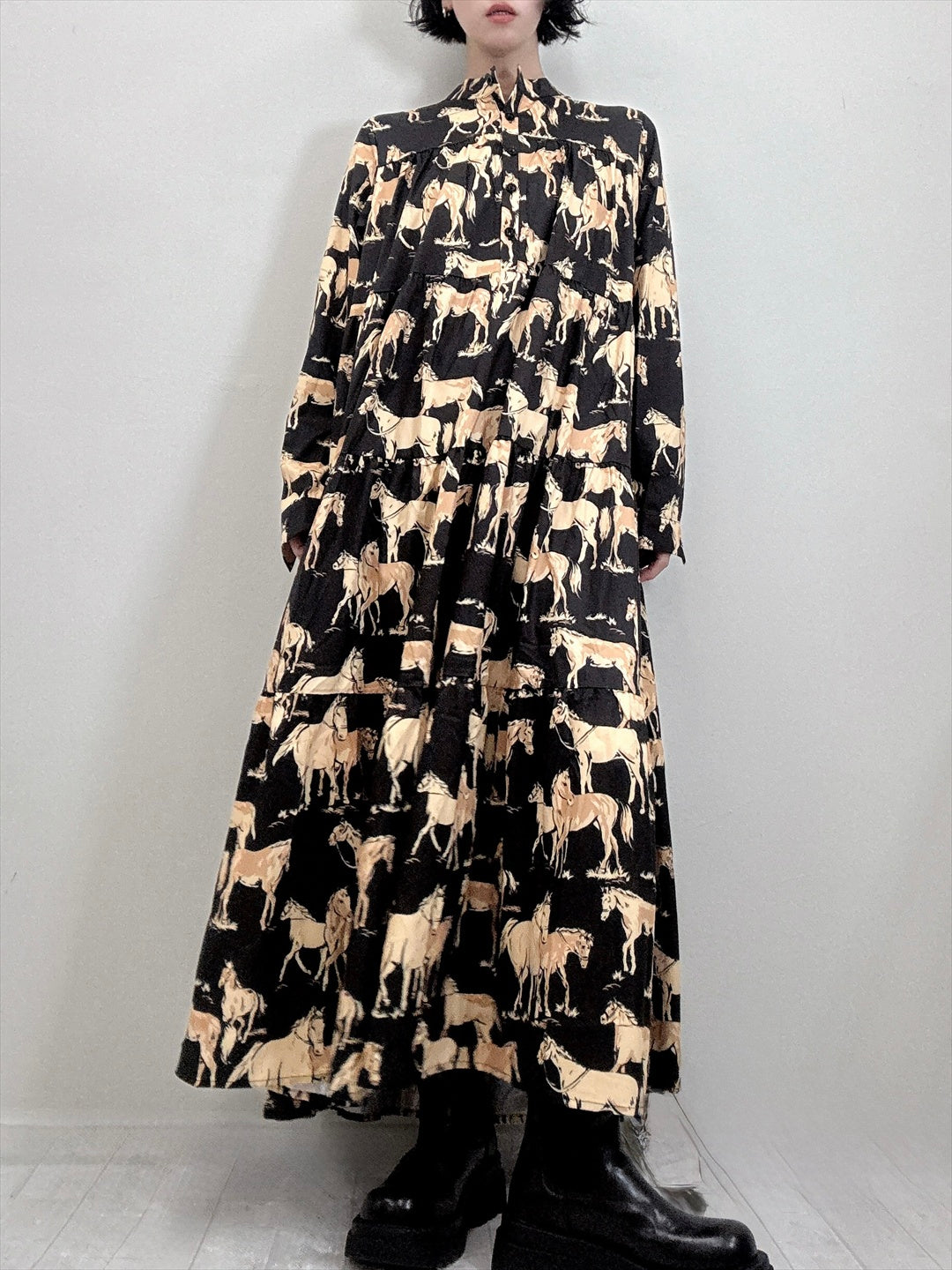 horse pattern tered one piece