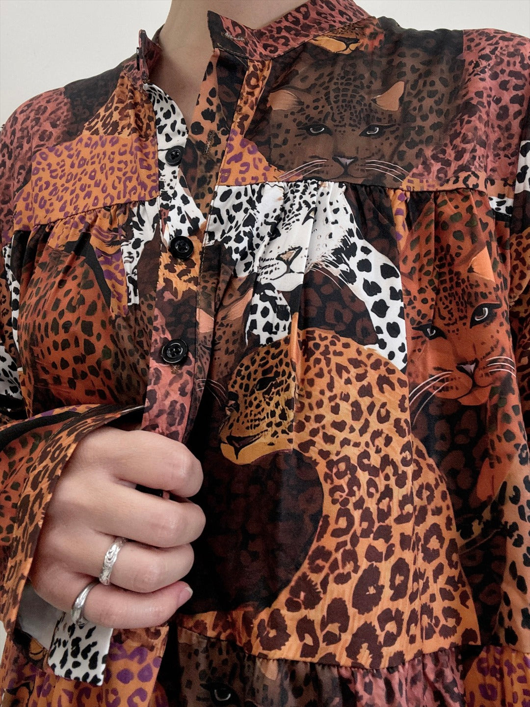 leopard print tered one piece