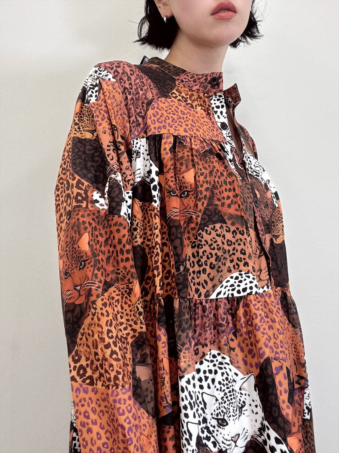 leopard print tered one piece