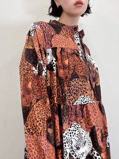 leopard print tered one piece