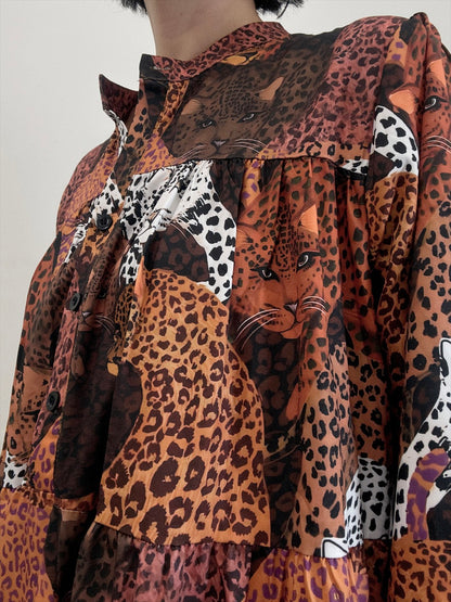 leopard print tered one piece