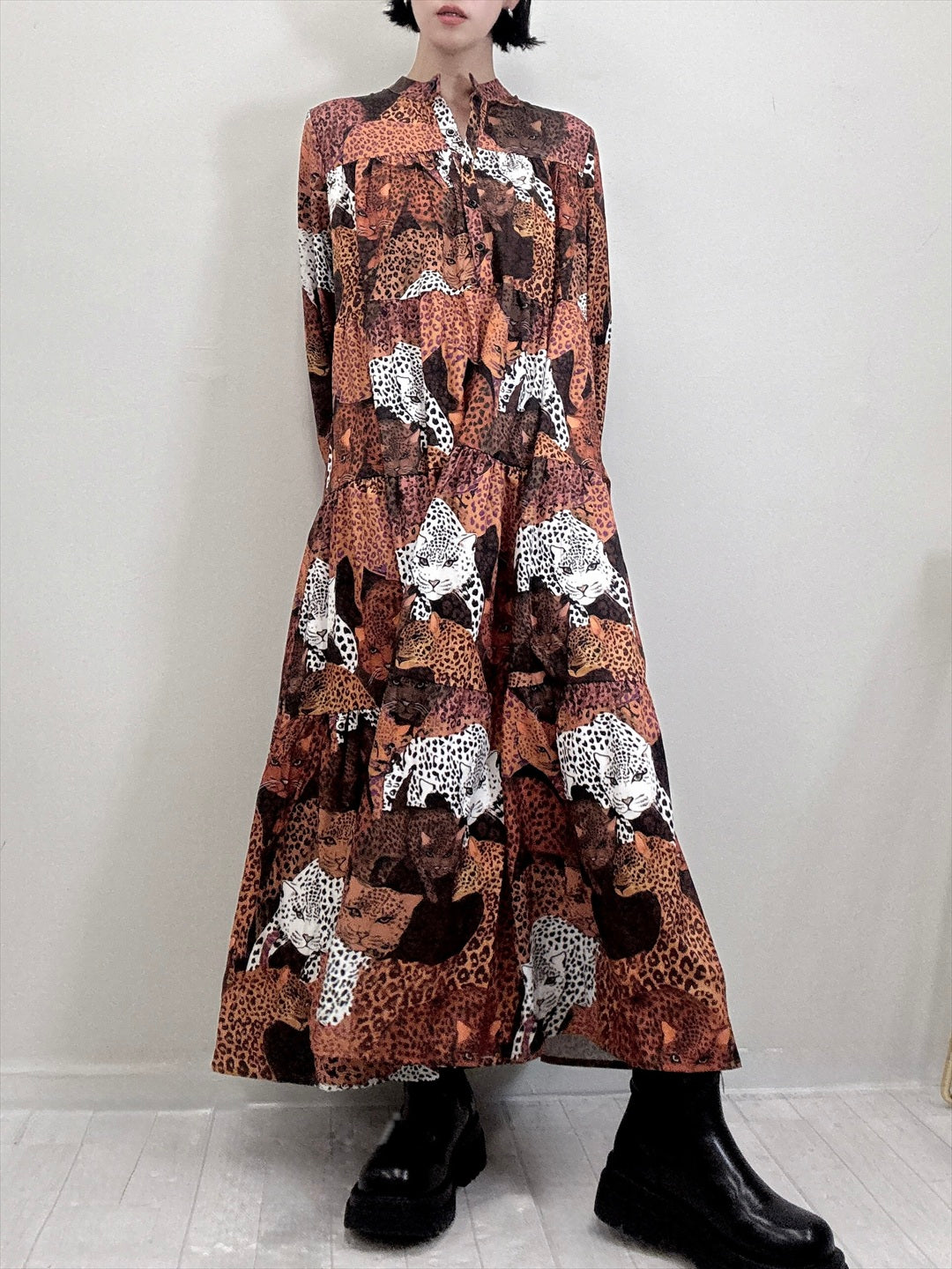 leopard print tered one piece