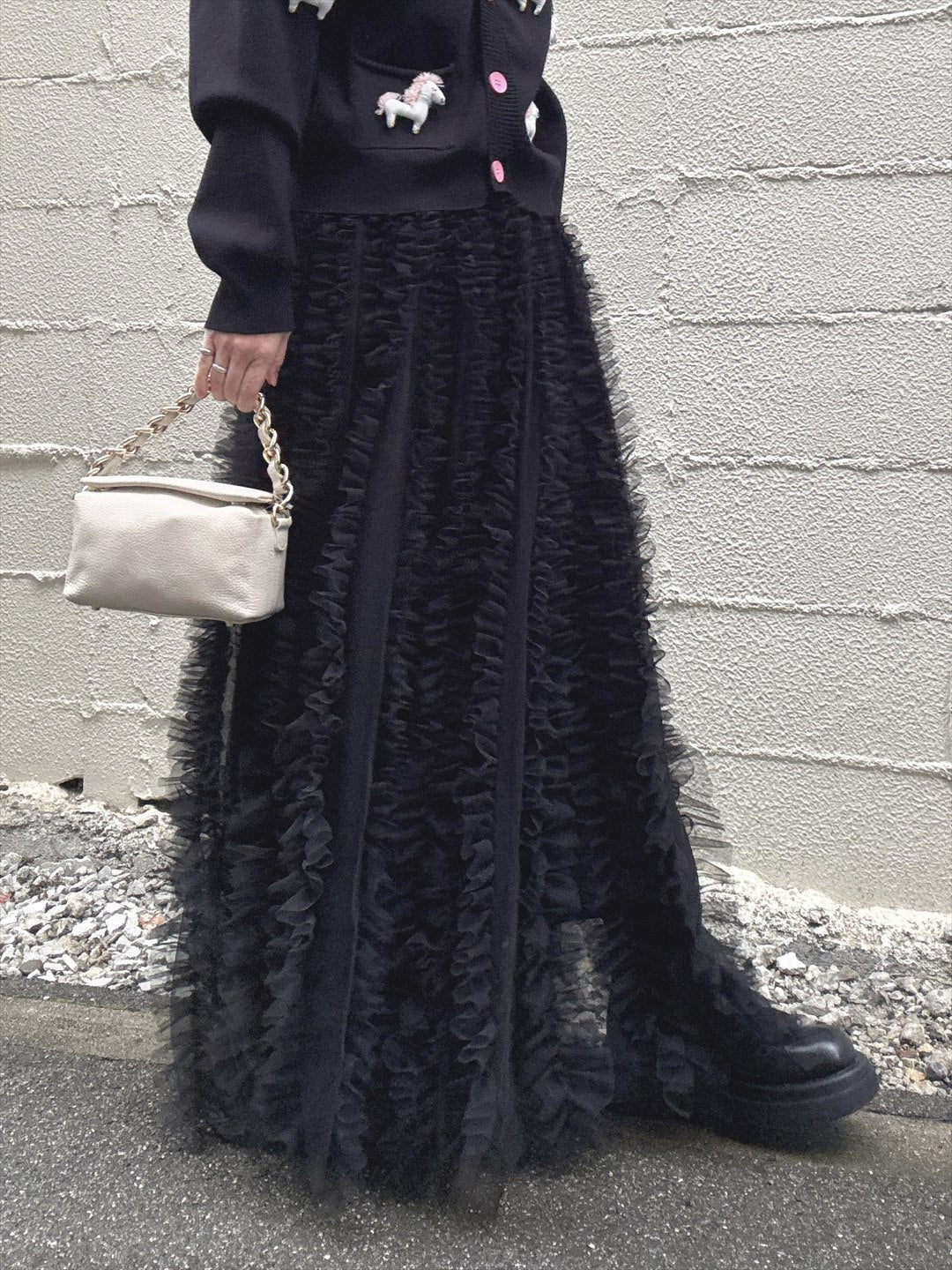 volume tulle tucks frills skirt