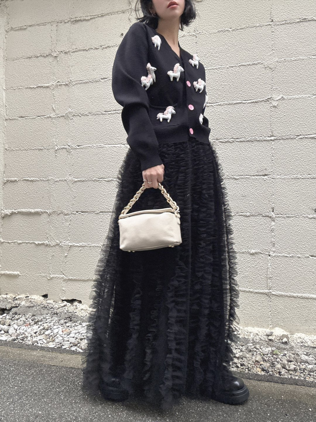 volume tulle tucks frills skirt