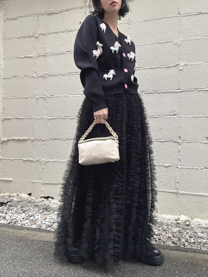 volume tulle tucks frills skirt