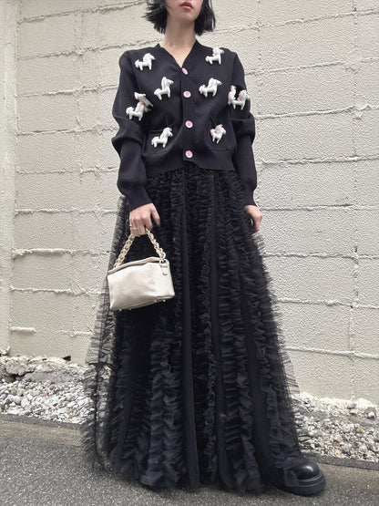 volume tulle tucks frills skirt