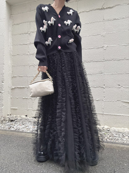 volume tulle tucks frills skirt