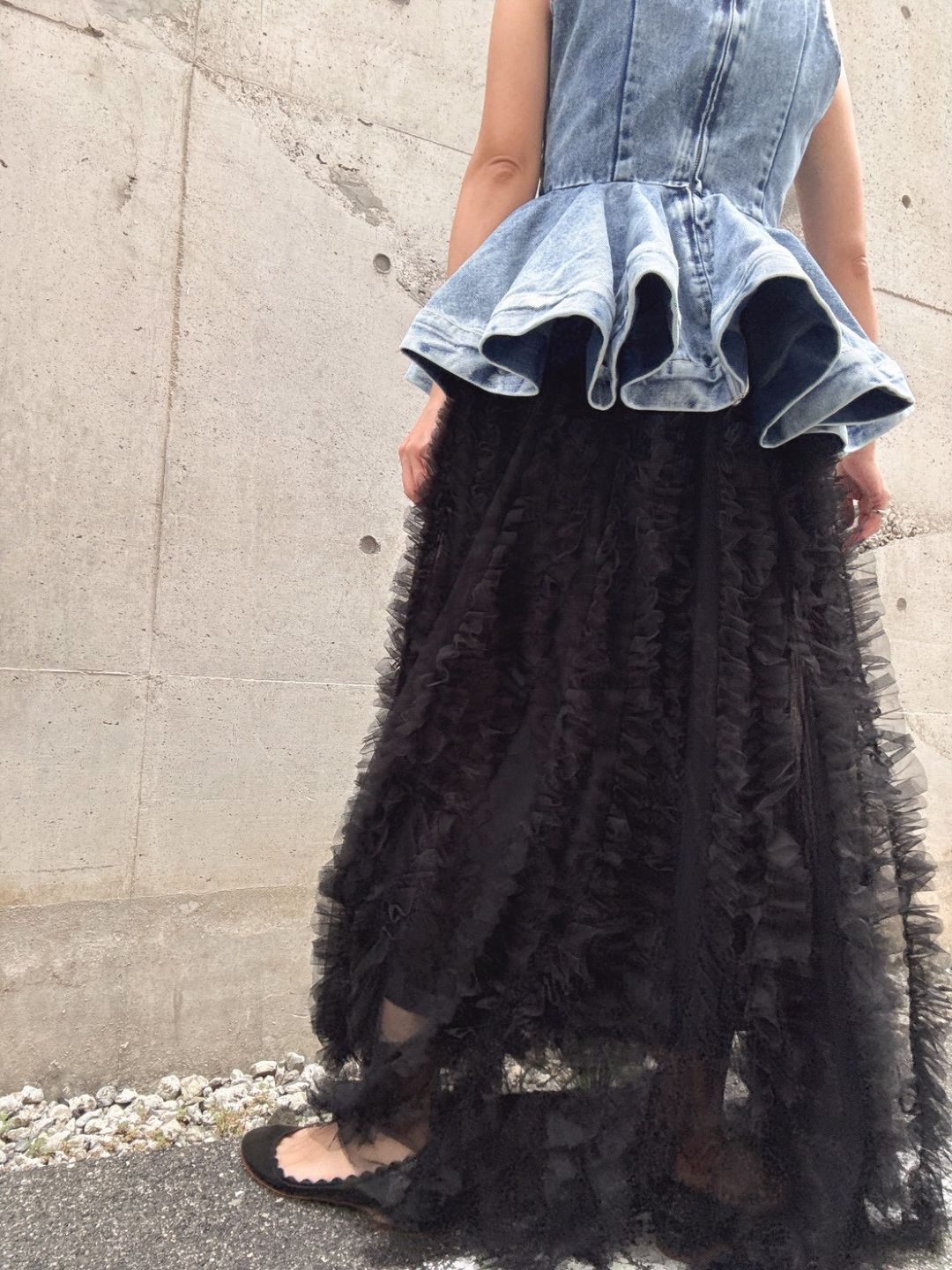 volume tulle tucks frills skirt