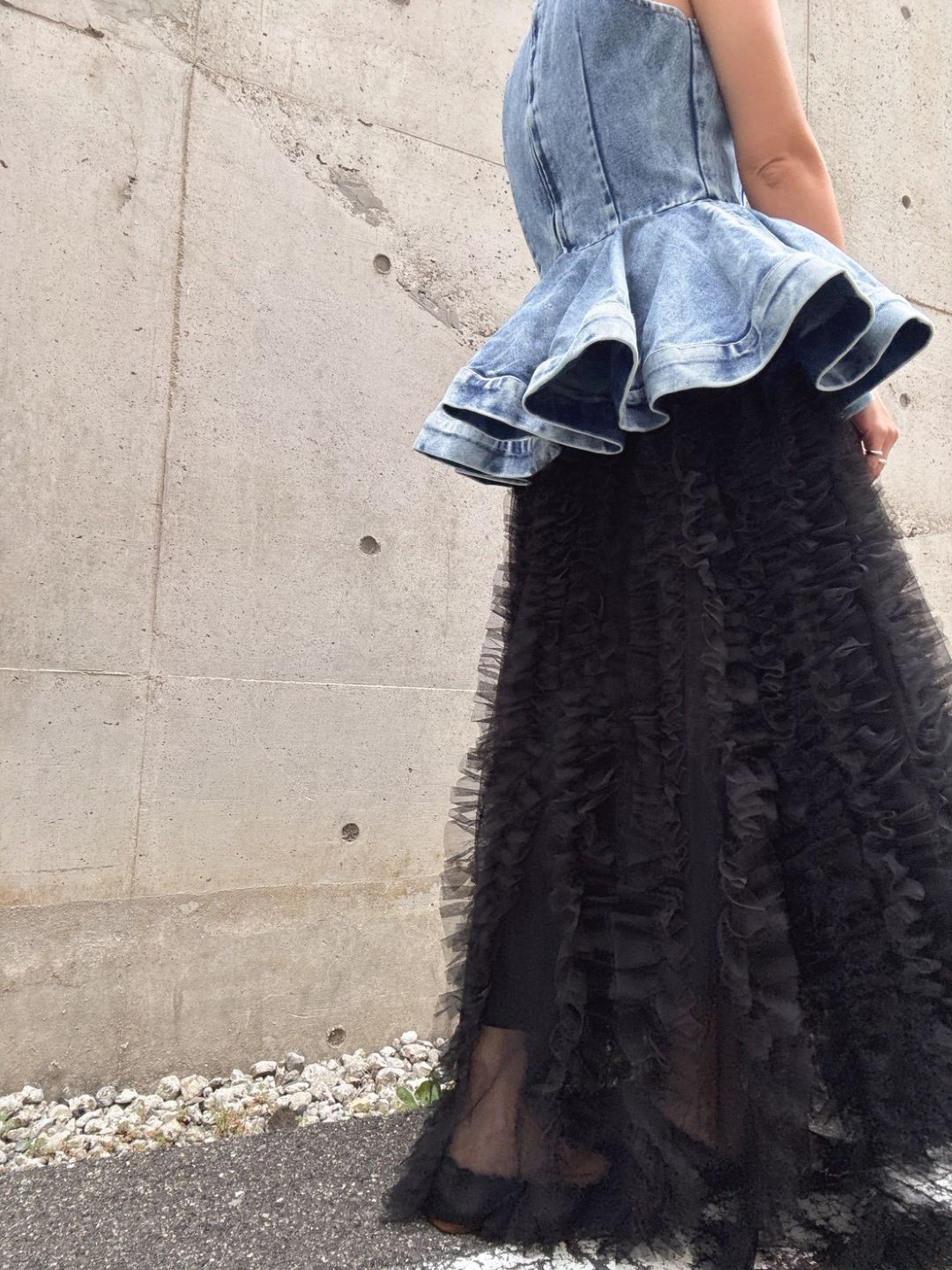 volume tulle tucks frills skirt