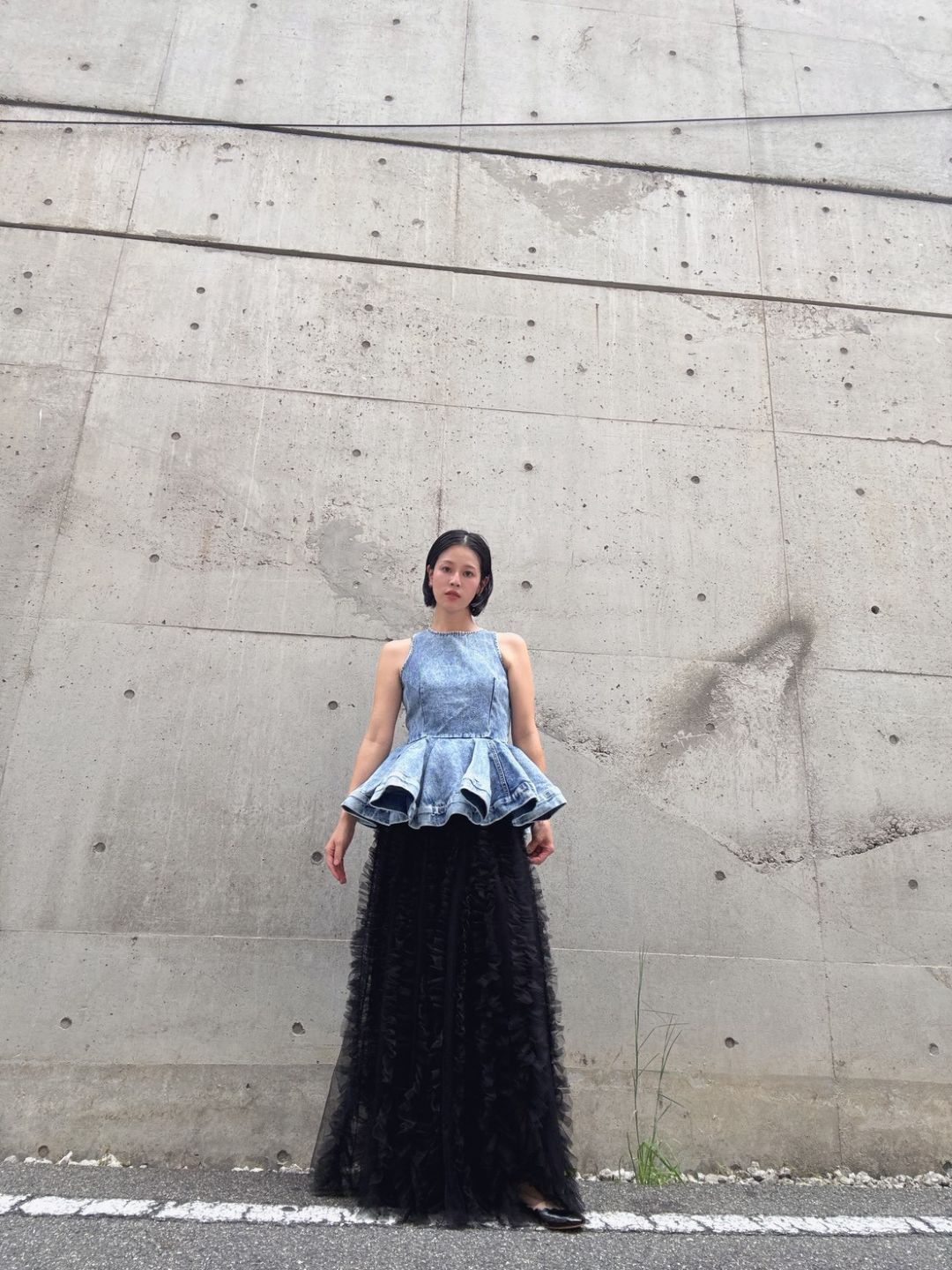 volume tulle tucks frills skirt