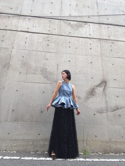 volume tulle tucks frills skirt