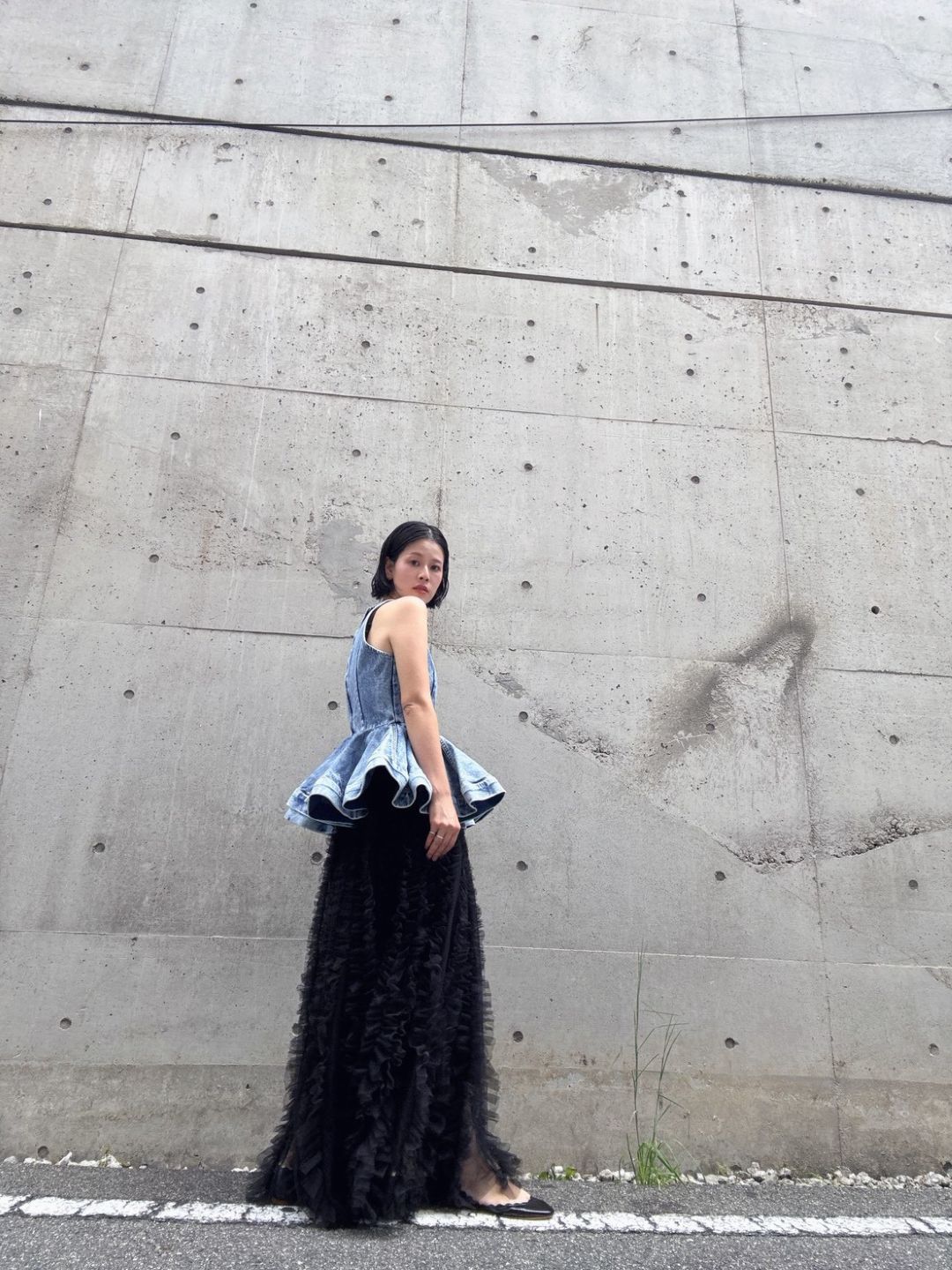 volume tulle tucks frills skirt