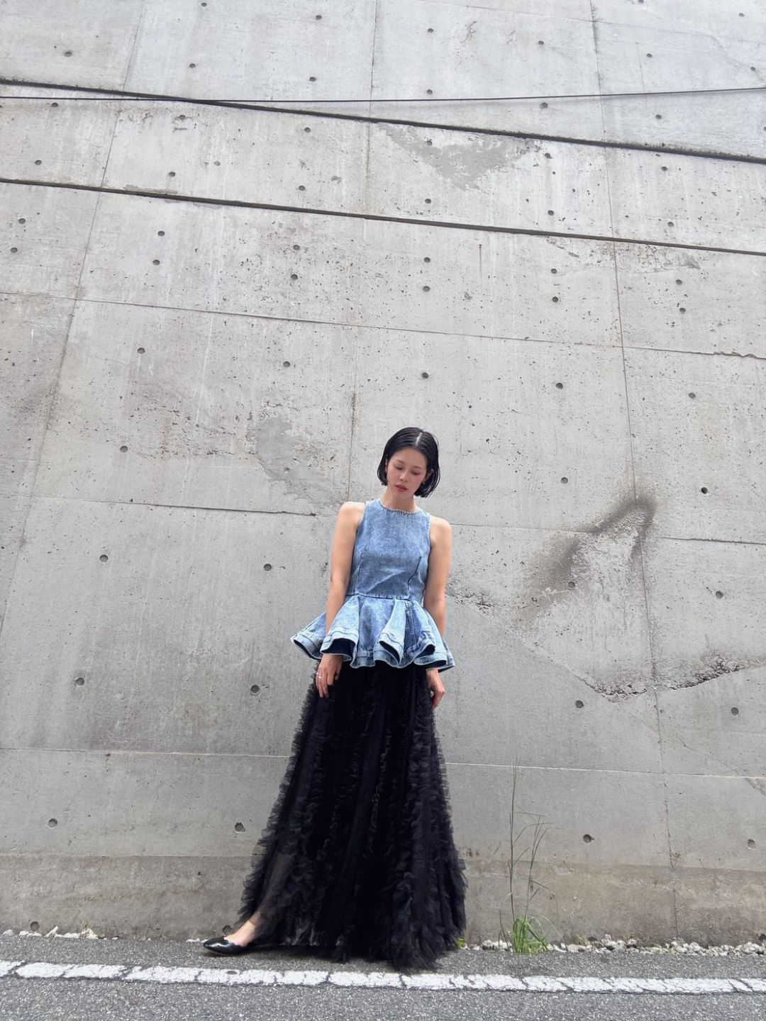 volume tulle tucks frills skirt