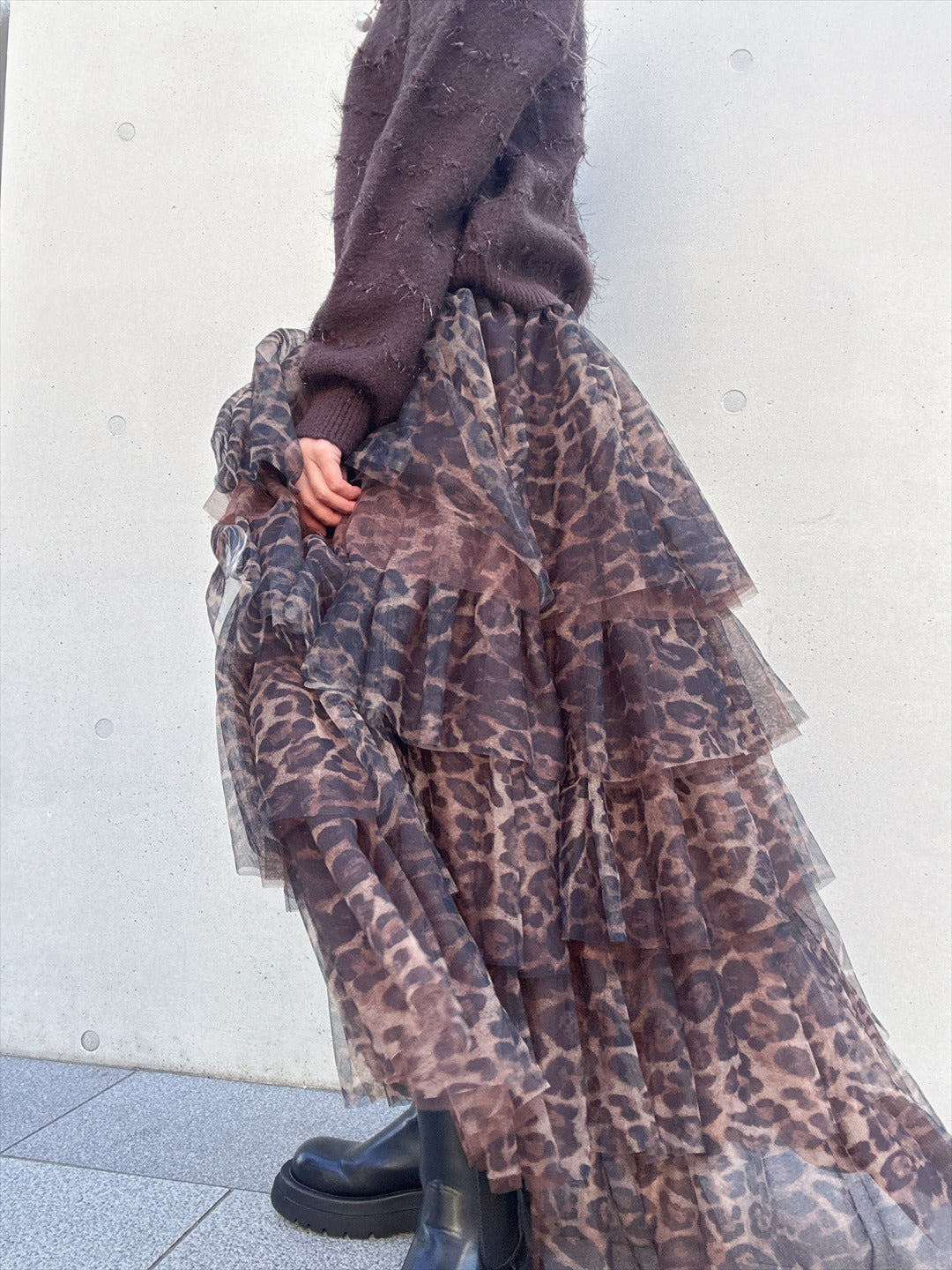 leopard print ruffle skirt