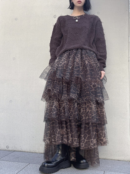 leopard print ruffle skirt