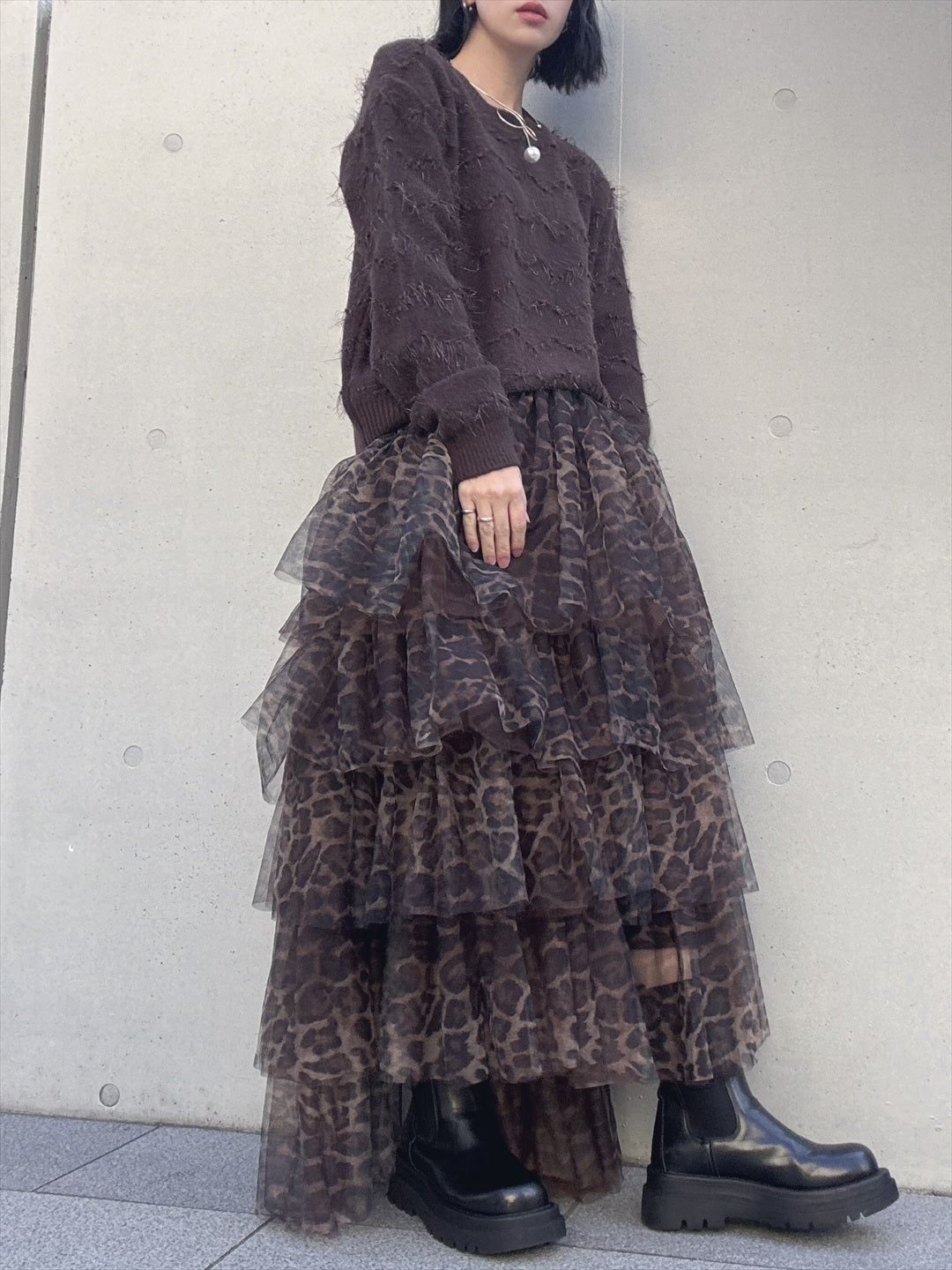 leopard print ruffle skirt