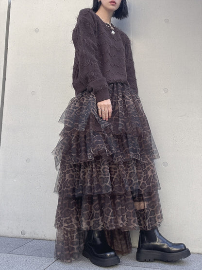 leopard print ruffle skirt